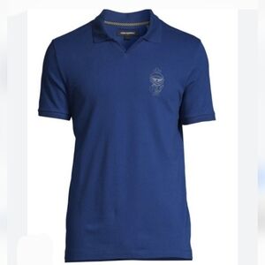 KARL LAGERFELD PARIS GOLF POLO SHIRT BLUE X-LARGE SLIM